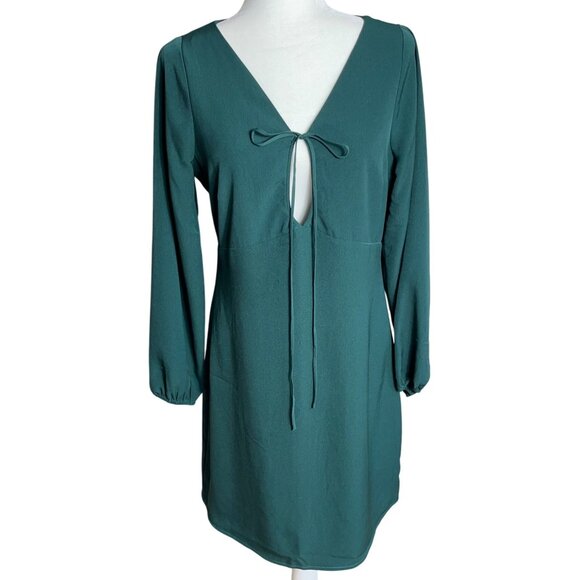 NWT Abercrombie & Fitch Dress Green Mini Pencil Glam Balloon Womens M - Picture 1 of 10
